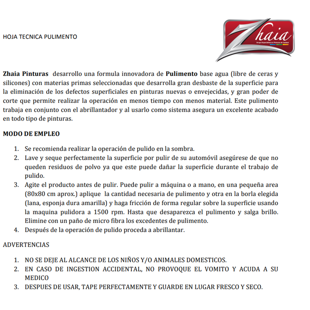 Pulimento Base Agua 4 Lt